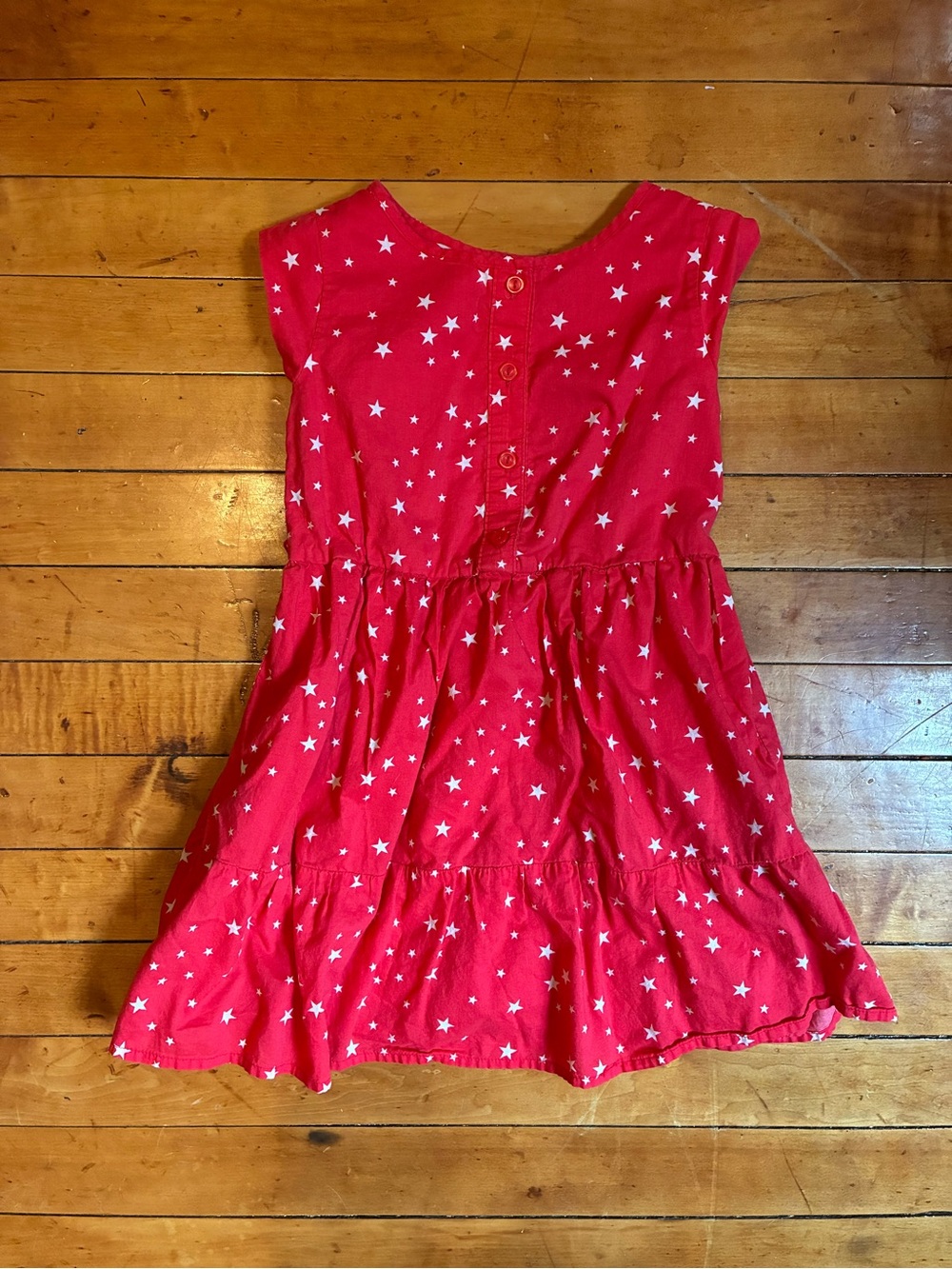 GAP Bright Red Star Print Tiered Dress